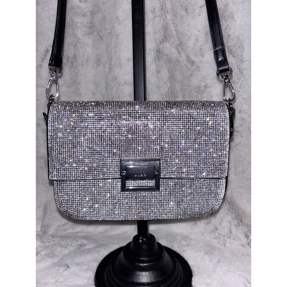 ALDO Black Silver Rhinestone Shoulder Bag & Wallet Set NWT - Picture 5 of 7